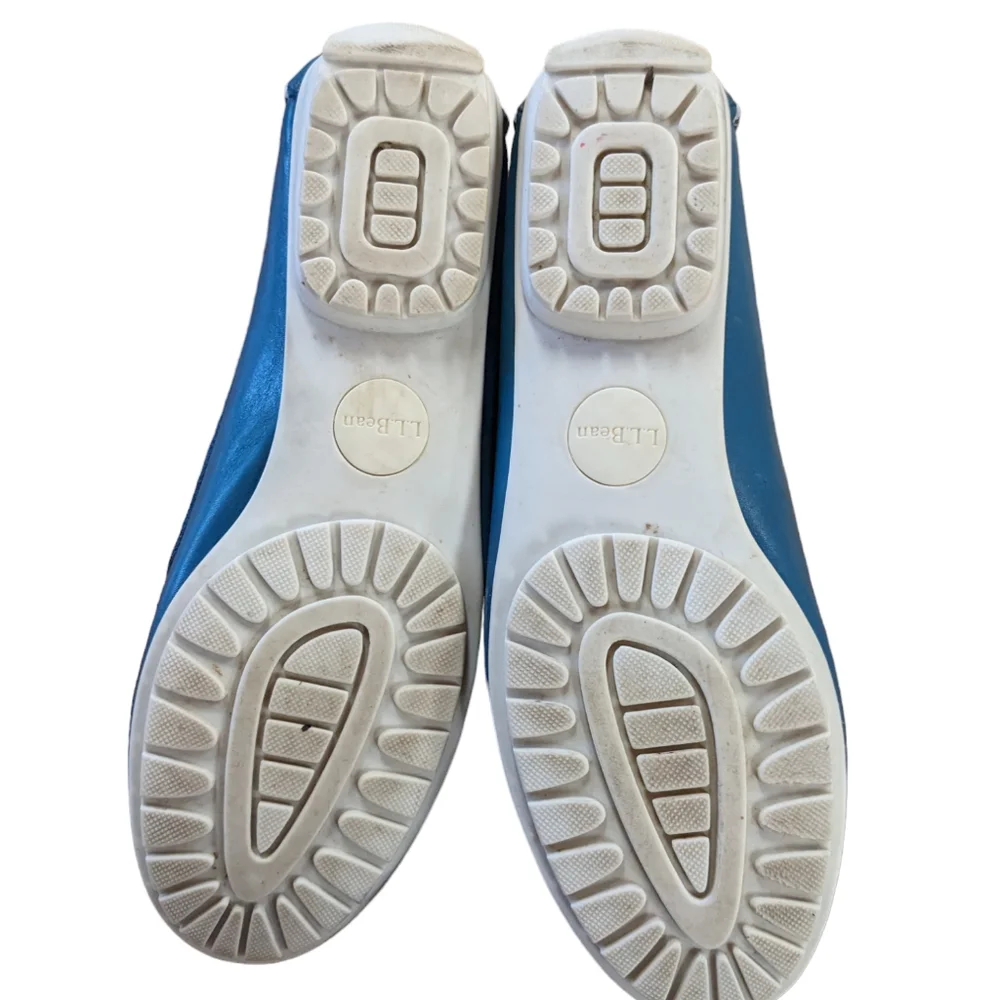 L.L. Bean Turquoise Teal Green Leather Slip On Boat Shoes Moccasins Size… - Picture 4 of 10